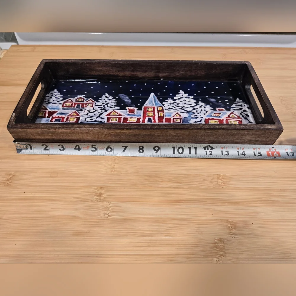 Winter Village Scene Holiday Tray - NWT‎